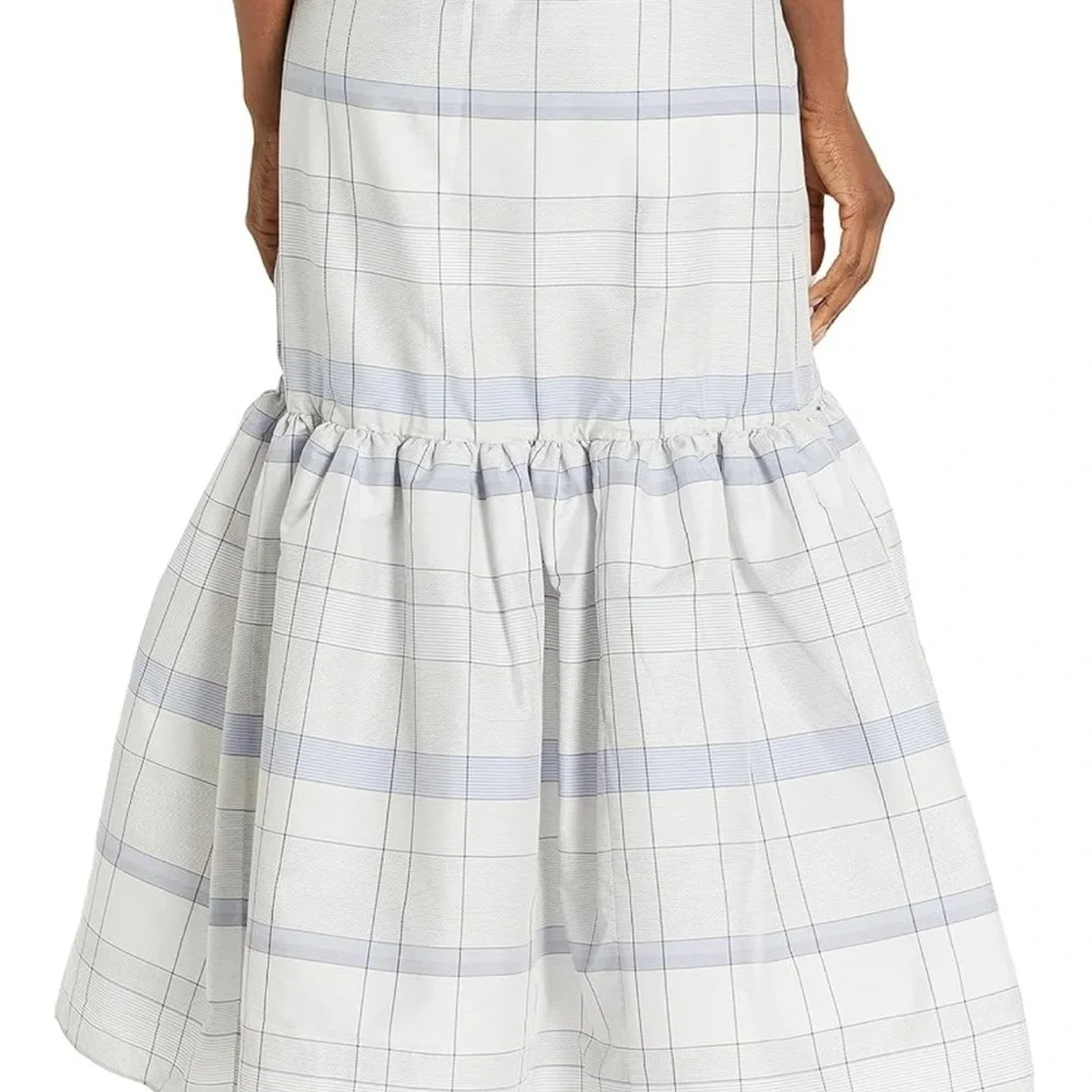 Club Monaco Plaid Maxi Skirt - White and Gray